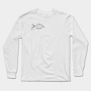 Continuous one line art drawing fish Long Sleeve T-Shirt